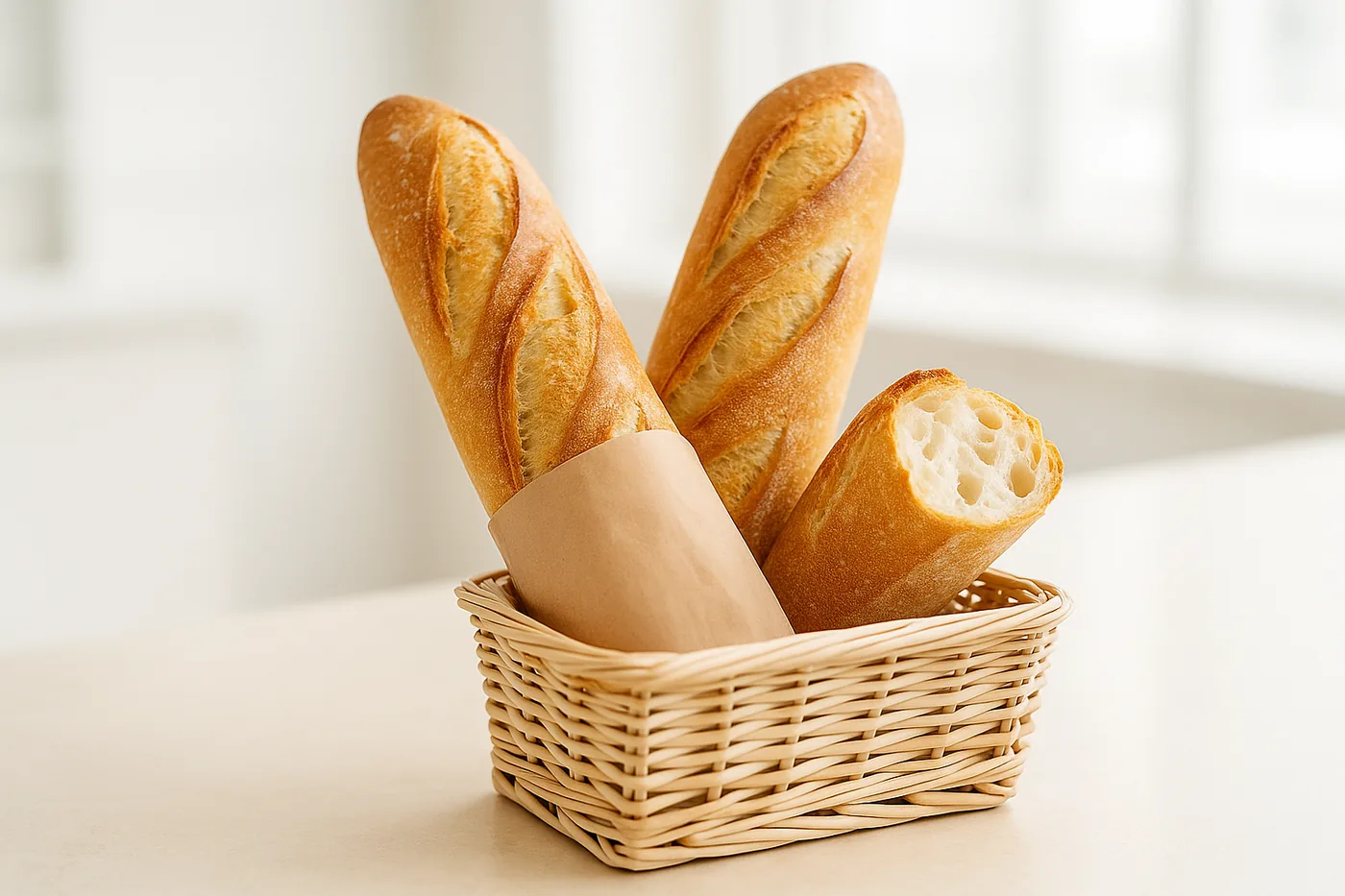 Baguettes in a basket