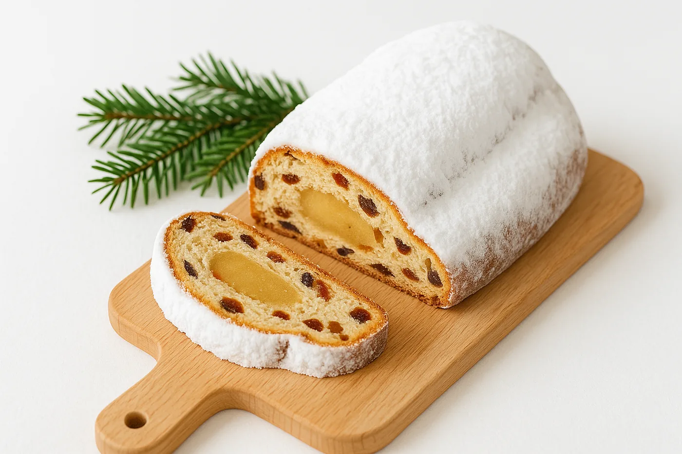 Christstollen, cut open