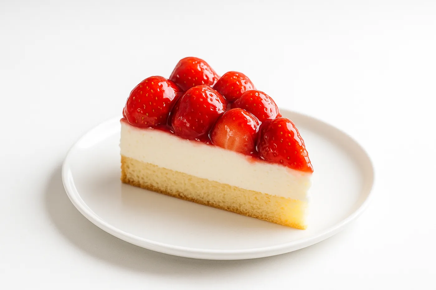A slice of strawberry cream cake