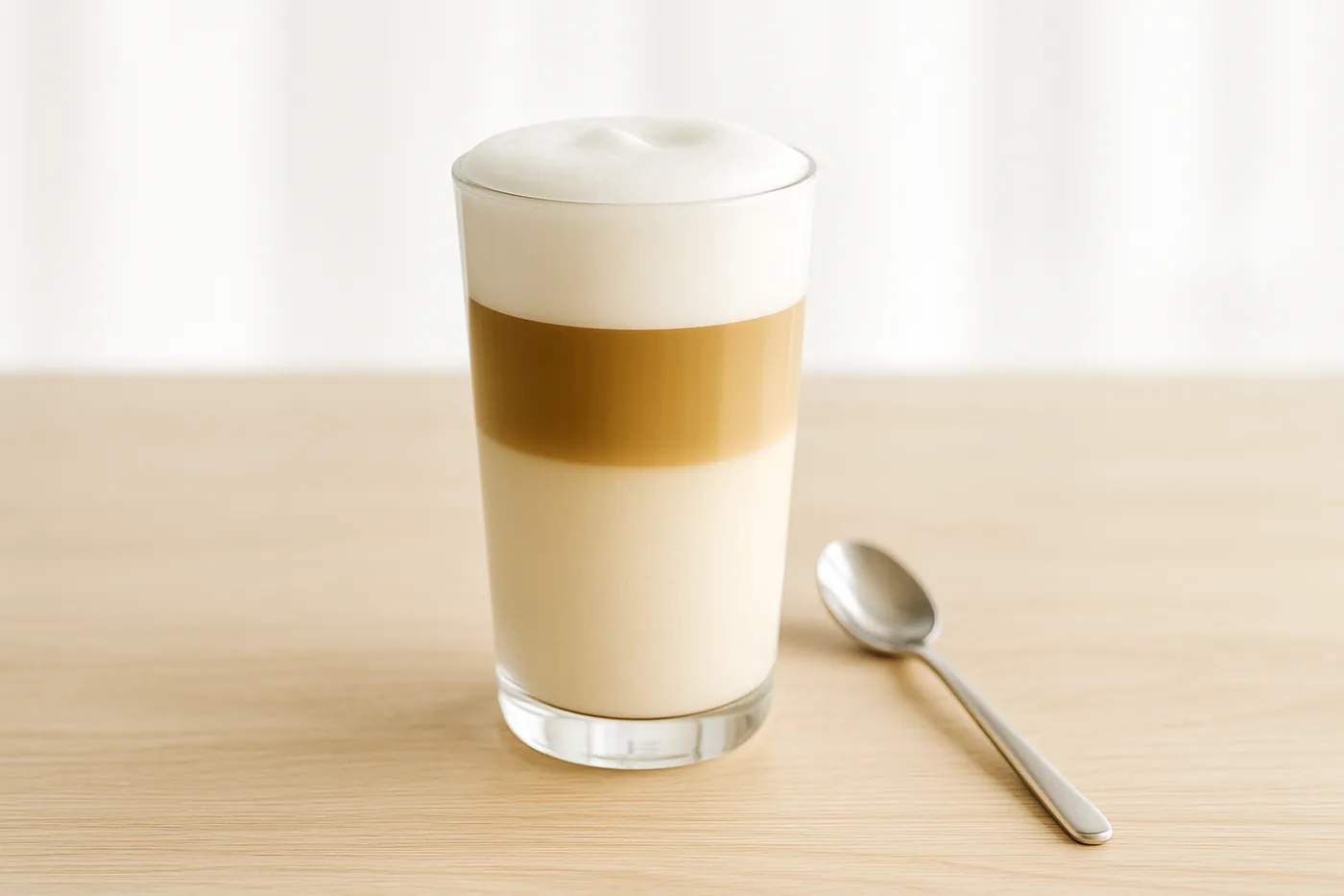 Latte macchiato in a glass