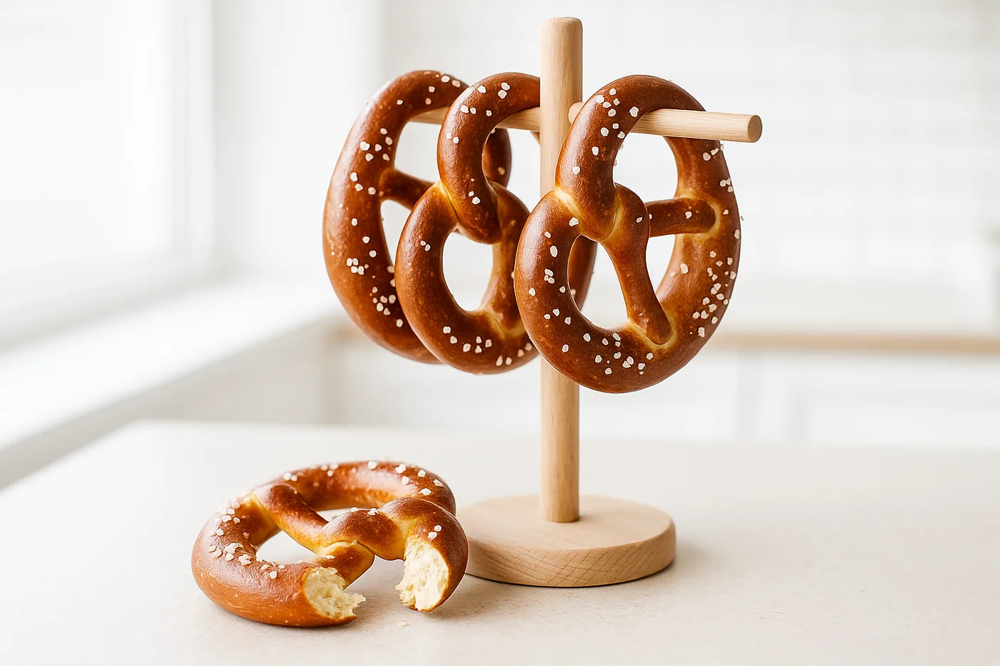 Pretzels on the pretzel rack