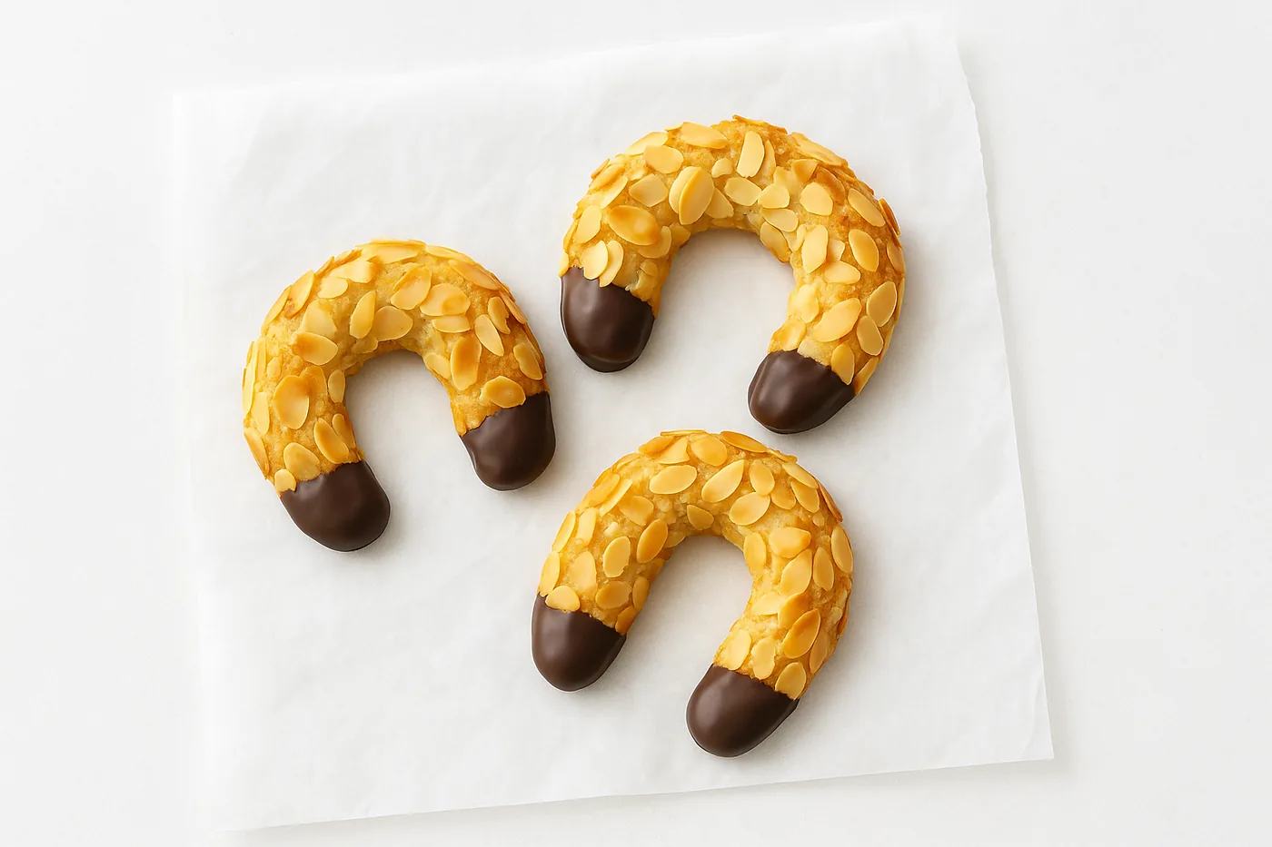 Almond crescents under flaked almonds