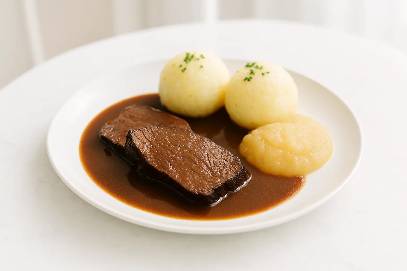 Rhineland Sauerbraten with dumplings
