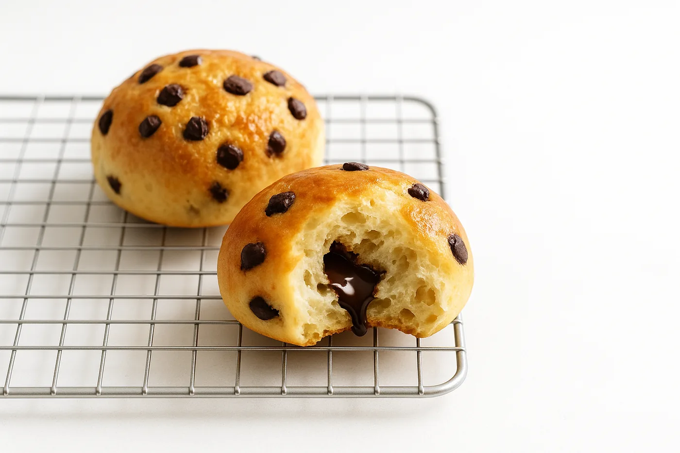 Chocolate rolls on the cooling rack