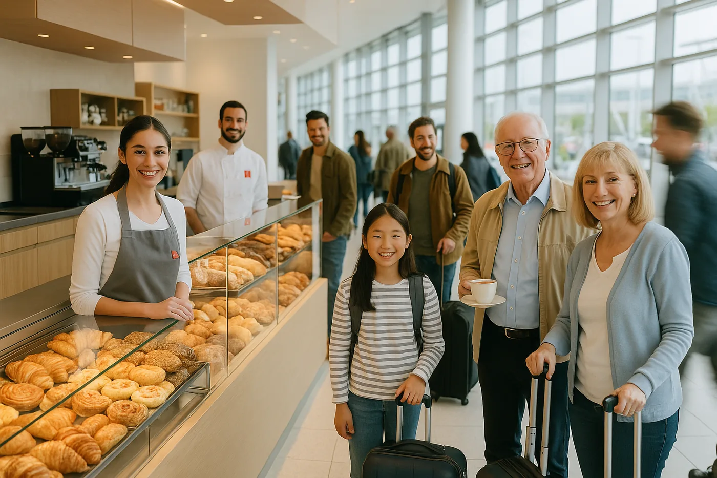 The counter in the airport arrivals hall