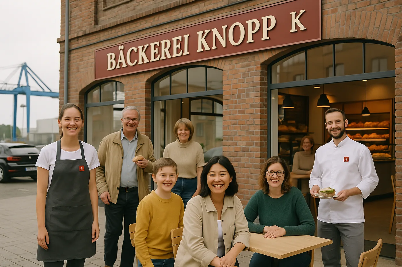 The shop in a brick warehouse by the harbour