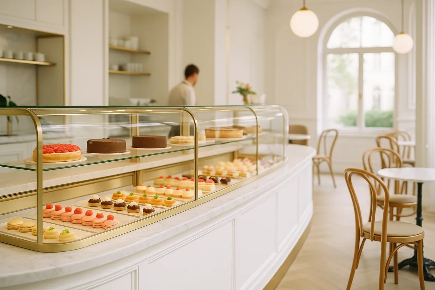 Konditorei-Café mit Torten in der Auslage