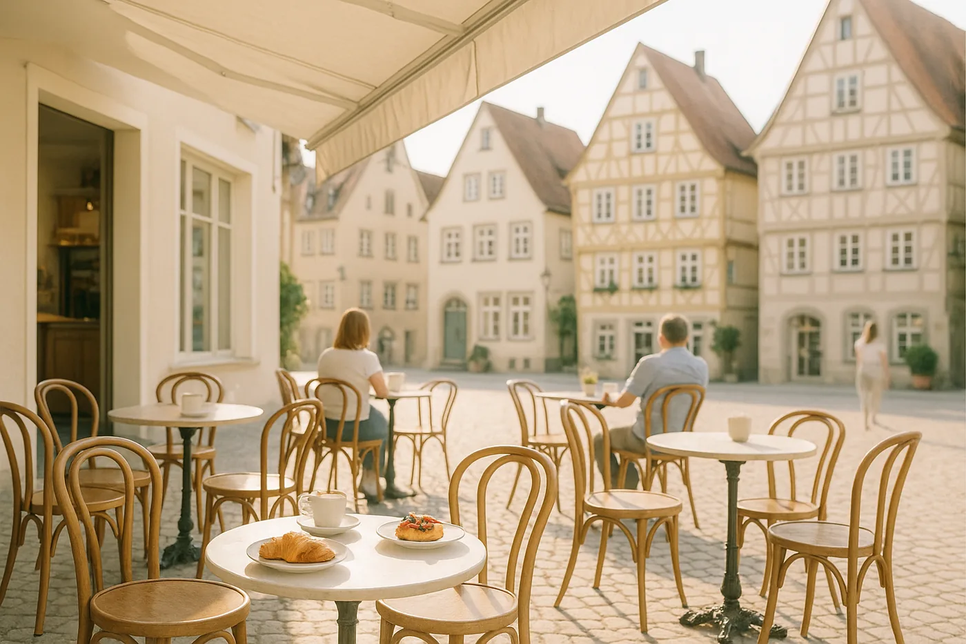 Altstadt-Café mit Tischen vor der Tür